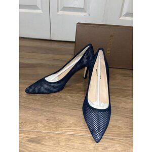 NWT Anthropologie Jon Josef People Navy Suede Perforated Leather Pumps Size 6.5